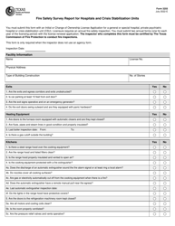 Document preview: Form 3255 Fire Safety Survey Report for Hospitals and Crisis Stabilization Units - Texas