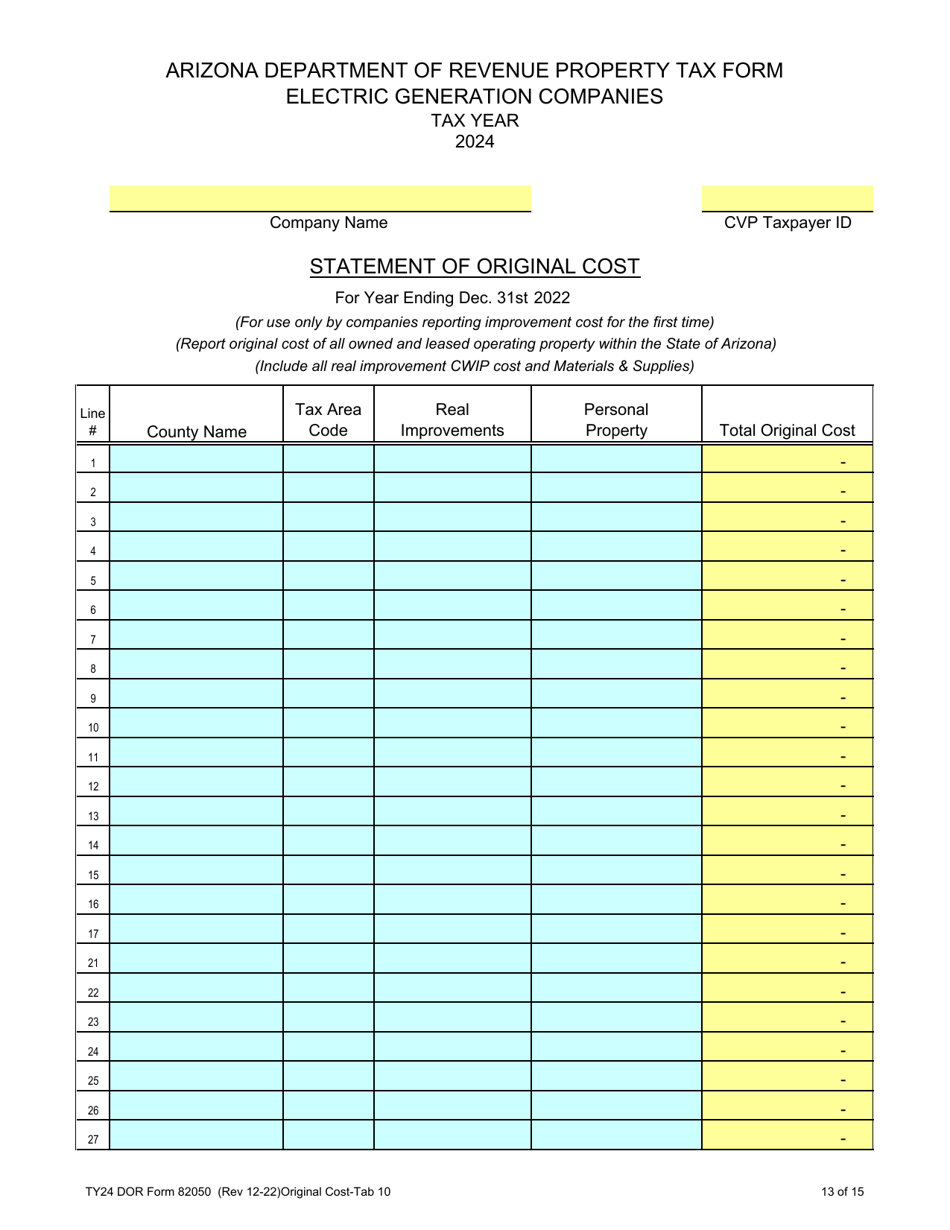 Form 82050 Electric Generation Companies Property Tax Form - Arizona, Page 13