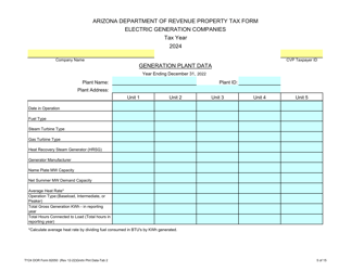 Form 82050 Electric Generation Companies Property Tax Form - Arizona, Page 5