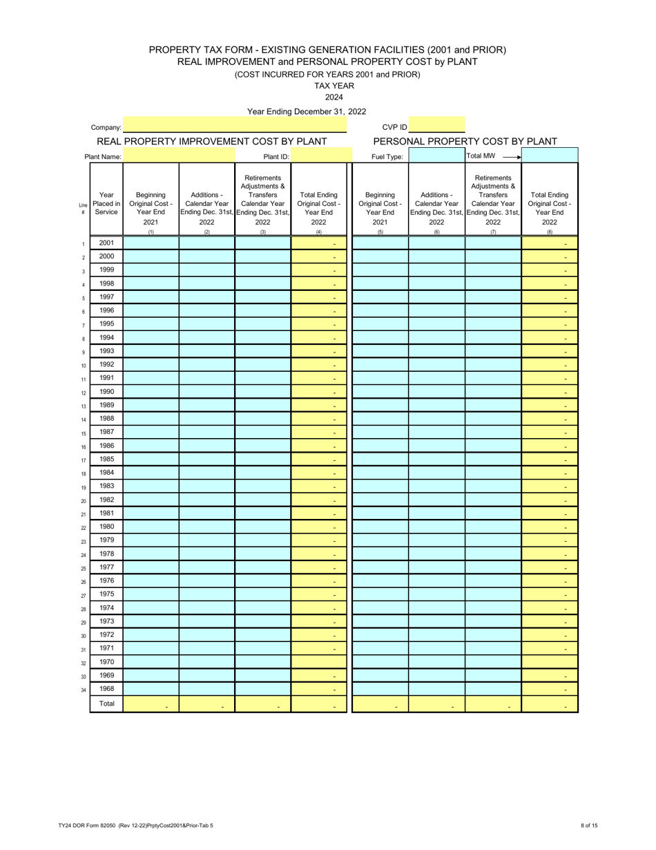 Form 82050 Electric Generation Companies Property Tax Form - Arizona, Page 8