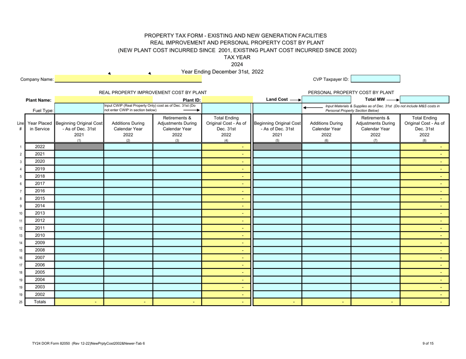 Form 82050 Electric Generation Companies Property Tax Form - Arizona, Page 9