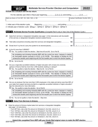Document preview: Form ADOR11220 Schedule MSP Multistate Service Provider Election and Computation - Arizona, 2022