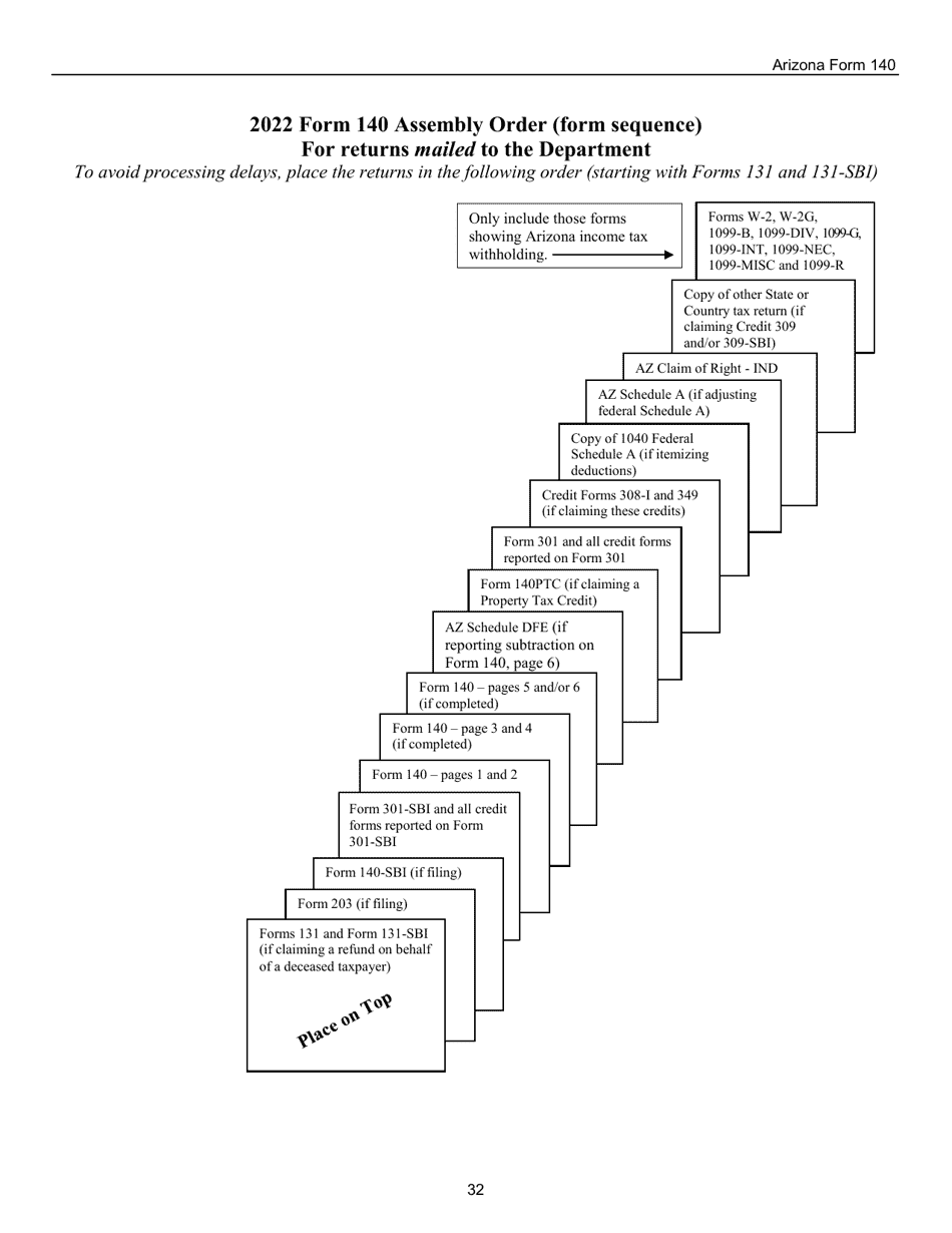 Instructions for Arizona Form 140, ADOR10413 Resident Personal Income Tax Form - Arizona, Page 32