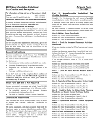 Document preview: Instructions for Arizona Form 301-SBI, ADOR11405 Nonrefundable Individual Tax Credits and Recapture - Arizona