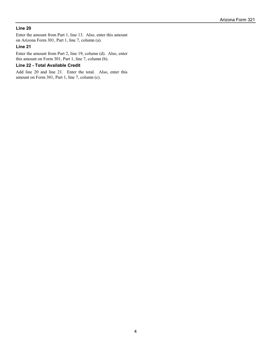 Instructions for Arizona Form 321, ADOR10643 Credit for Contributions to Qualifying Charitable Organizations - Arizona, Page 4