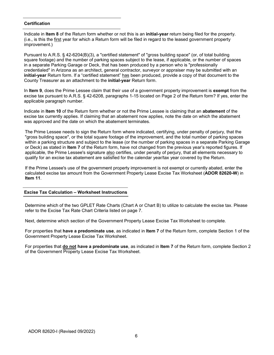 Instructions for Form ADOR82620 Government Property Lease Excise Tax (Gplet) Return Form - Arizona, Page 6