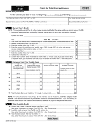 Document preview: Arizona Form 310 (ADOR10139) Credit for Solar Energy Devices - Arizona, 2022
