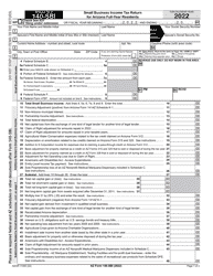 Document preview: Arizona Form 140-SBI (ADOR11400) Small Business Income Tax Return for Arizona Full-Year Residents - Arizona