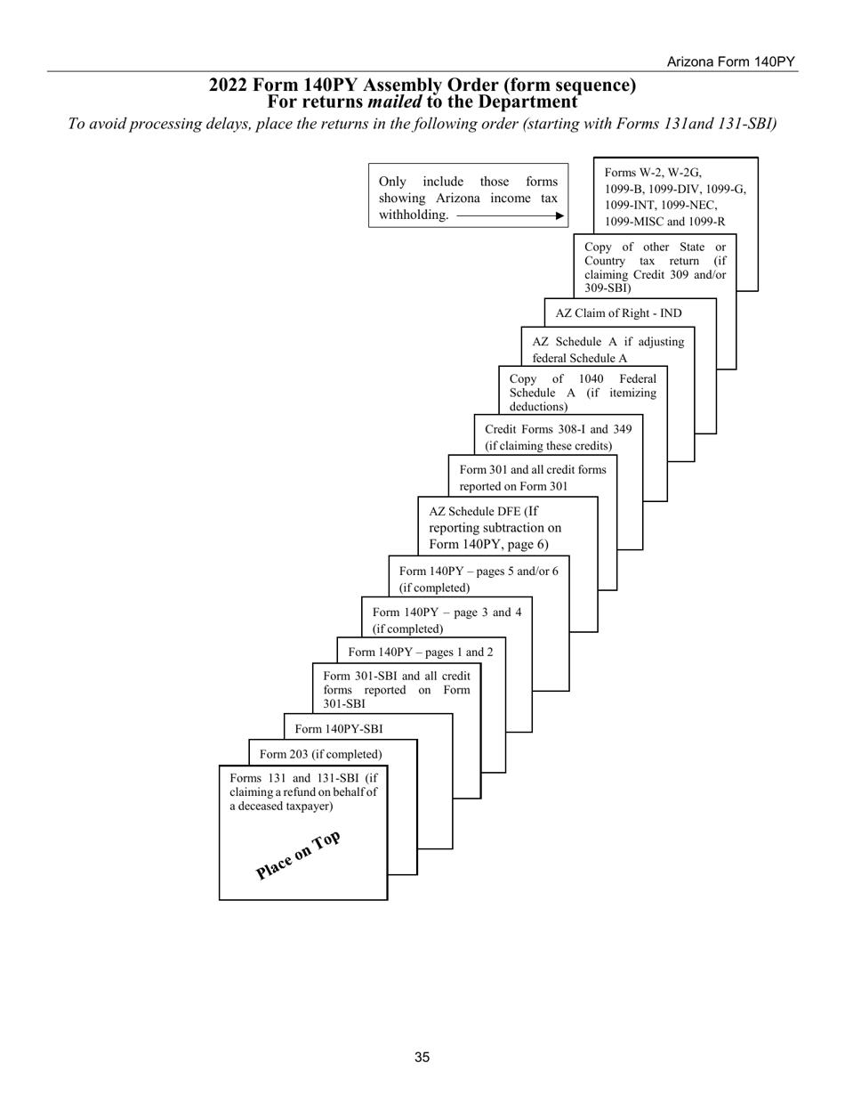 Instructions for Arizona Form 140PY, ADOR10149 Part-Year Resident Personal Income Tax Return - Arizona, Page 35