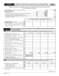 Arizona Form 120/PTE-W (ADOR10551) Estimated Tax Worksheet for Corporations &amp; Pass-Through Entities - Arizona