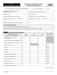 Document preview: Arizona Form 120S (ADOR10338) Schedule K-1(NR) Nonresident Shareholder's Share of Income and Deductions - Arizona, 2022