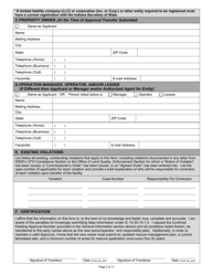 State Form 49832 Confined Feeding Operation Request for Approval Transfer - Indiana, Page 2