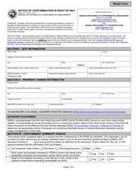 State Form 57234 Notice of Contamination in Right of Way - Indiana