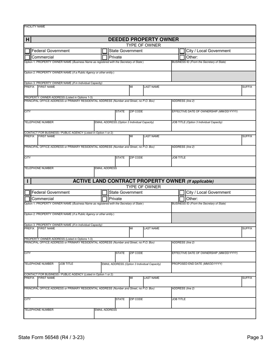 State Form 56548 Initial Registration for Underground Storage Tank Systems - Indiana, Page 3