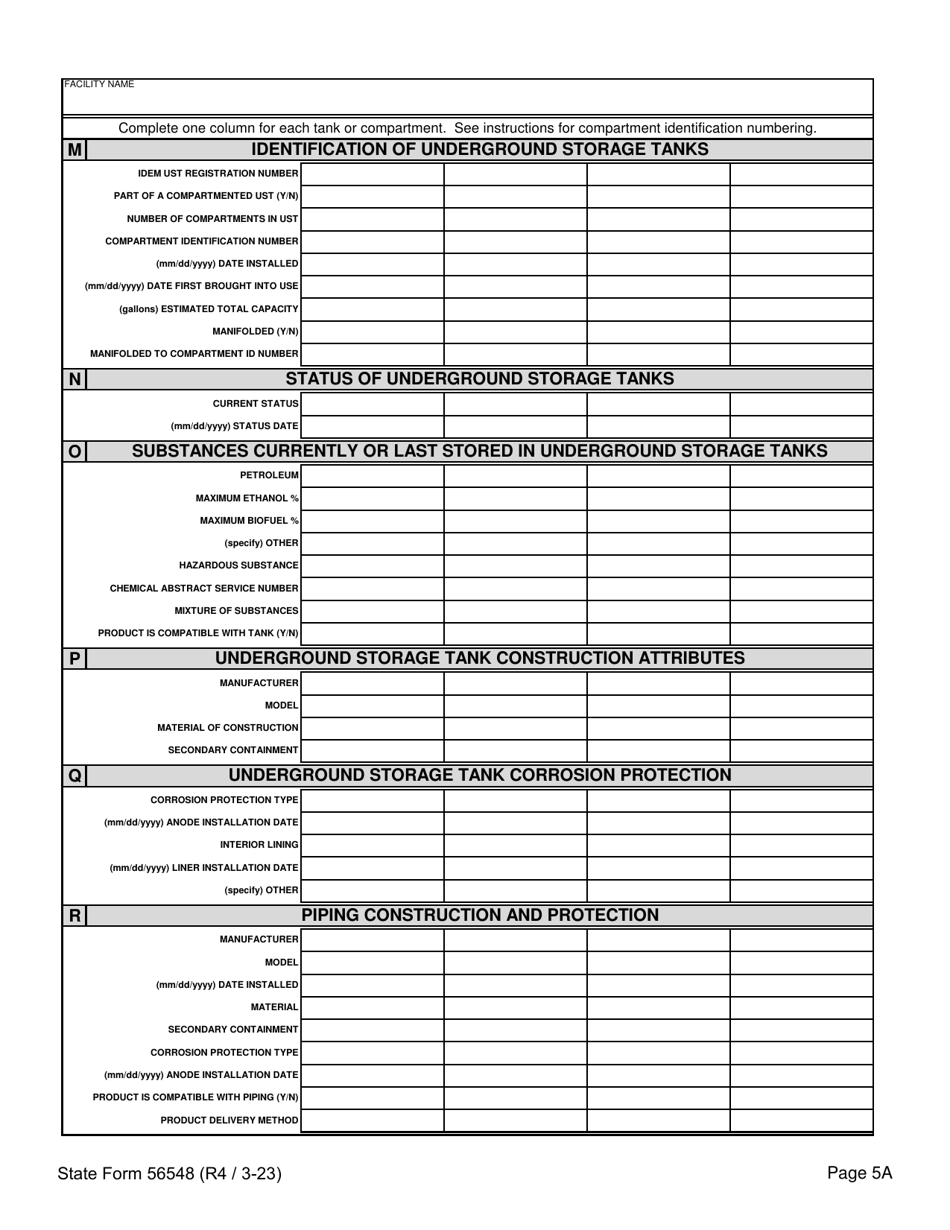 State Form 56548 Initial Registration for Underground Storage Tank Systems - Indiana, Page 5