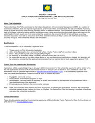 State Form 56875 Application for Partners for Clean Air Scholarship - Indiana