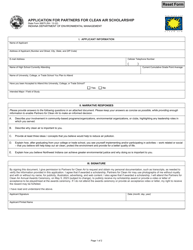 State Form 56875 Application for Partners for Clean Air Scholarship - Indiana, Page 2