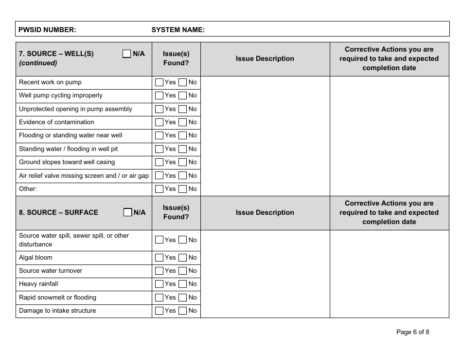 State Form 55981 Level 2 Assessment - Ntnc or Community Public Water System - Indiana, Page 6