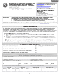 State Form 53050 Notice of Intent (Noi) Form General Npdes Permit Ing410000 for Onsite Residential Sewage Discharging Disposal Systems in Allen County, in - Indiana