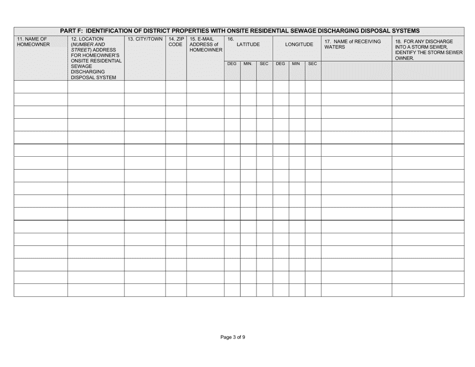 State Form 53050 Notice of Intent (Noi) Form General Npdes Permit Ing410000 for Onsite Residential Sewage Discharging Disposal Systems in Allen County, in - Indiana, Page 3