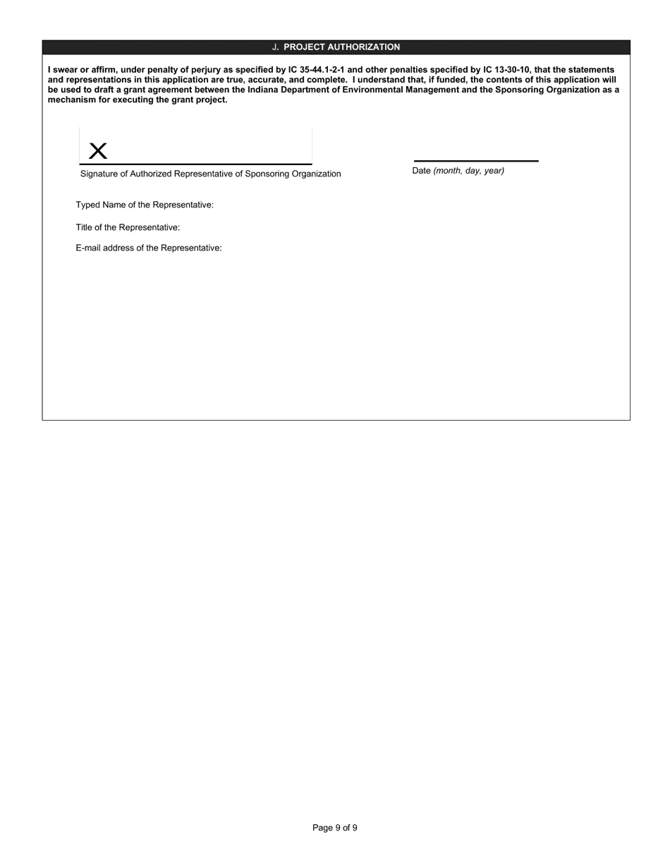 State Form 49367 Application for Section 319 Nonpoint Source Management Program Grant - Indiana, Page 9