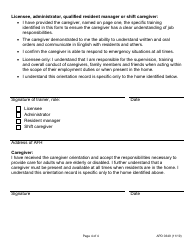 Form APD0349 Adult Foster Home Caregiver Orientation Record - Oregon, Page 4