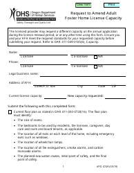 Document preview: Form APD0749 Request to Amend Adult Foster Home License Capacity - Oregon