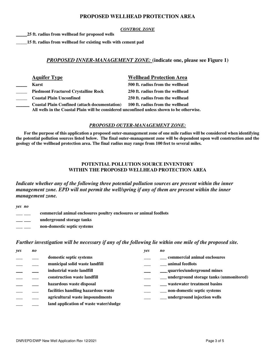 Wellhead Protection / New Well / Spring Application Sheet - Georgia (United States), Page 3