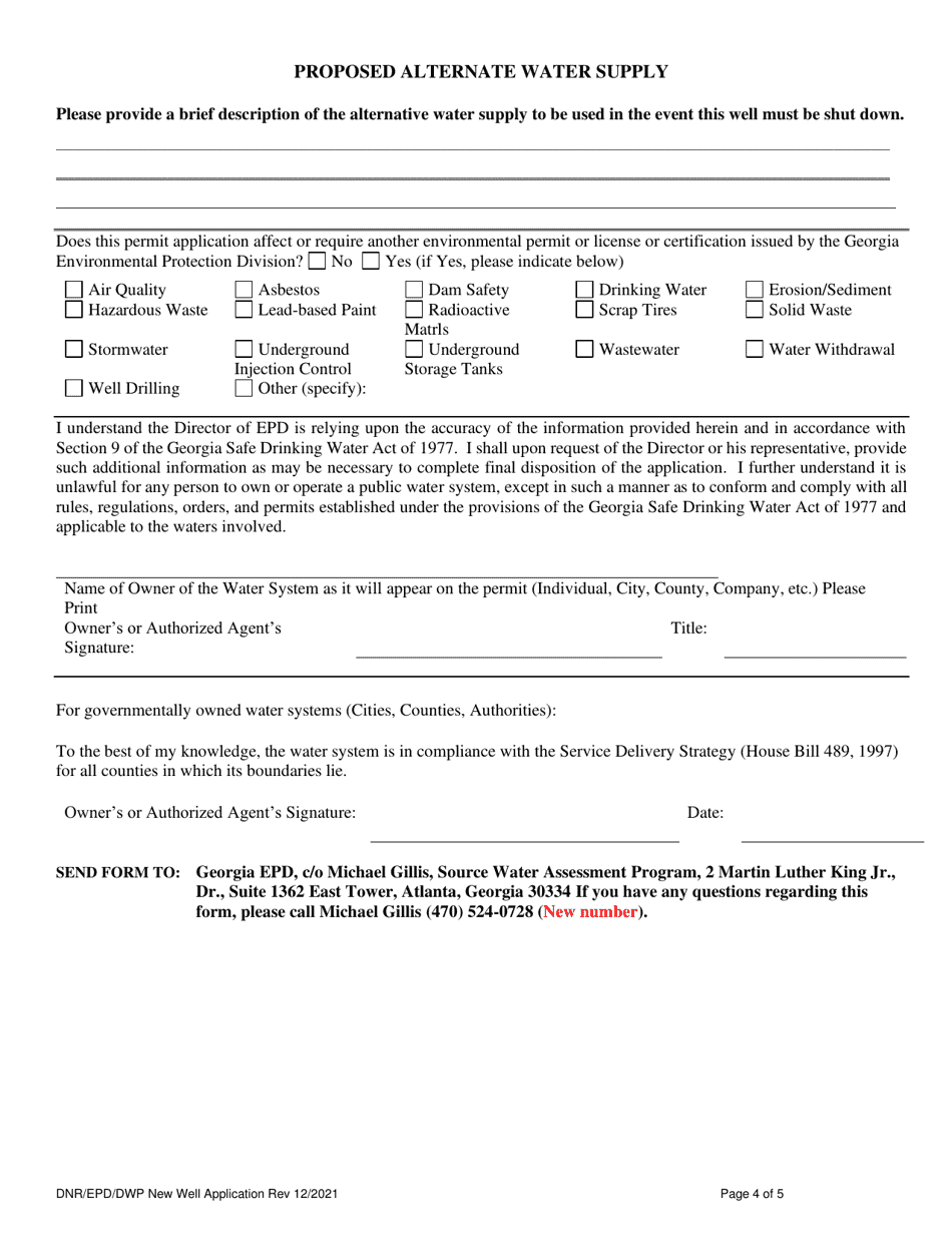 Wellhead Protection / New Well / Spring Application Sheet - Georgia (United States), Page 4