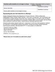 Form MSC0231 Authorized Representative and Alternate Payee - Oregon (Somali), Page 3