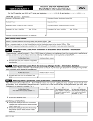 Document preview: Arizona Form 120S (ADOR11191) Schedule K-1 Resident and Part-Year Resident Shareholder's Information Schedule - Arizona