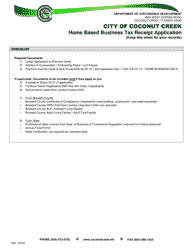 Document preview: Home Based Business Tax Receipt Application - City of Coconut Creek, Florida