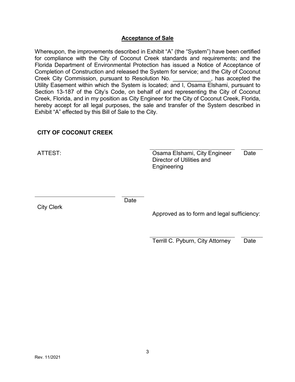 Bill of Sale - City of Coconut Creek, Florida, Page 3