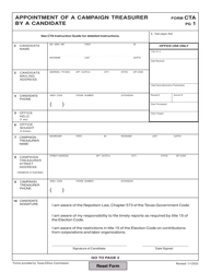 Form CTA Appointment of a Campaign Treasurer by a Candidate - Texas