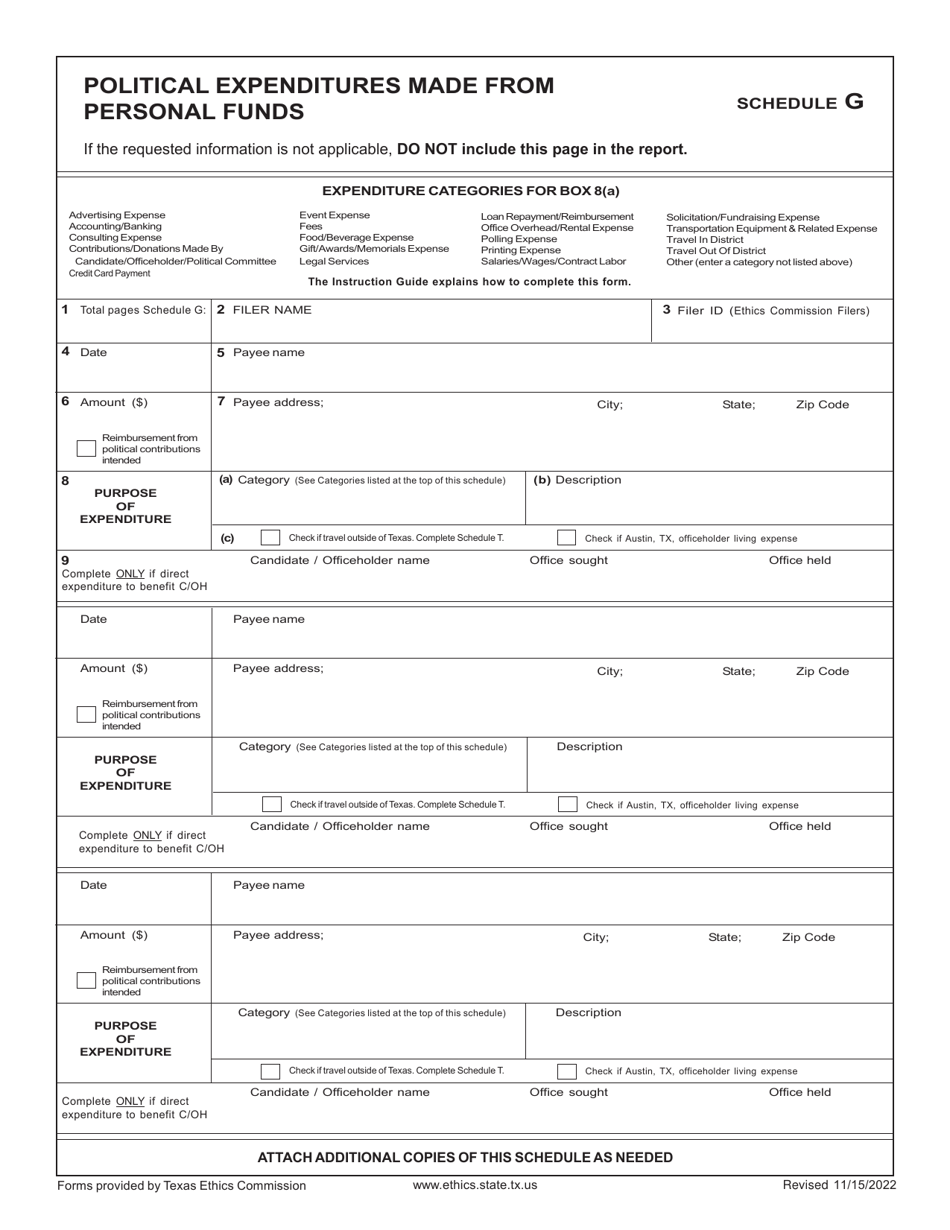 Form C / OH Candidate / Officeholder Campaign Finance Report - Texas, Page 12