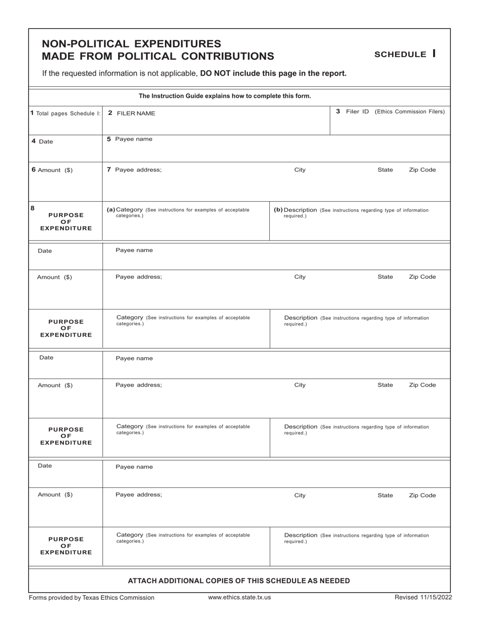 Form C / OH Candidate / Officeholder Campaign Finance Report - Texas, Page 14