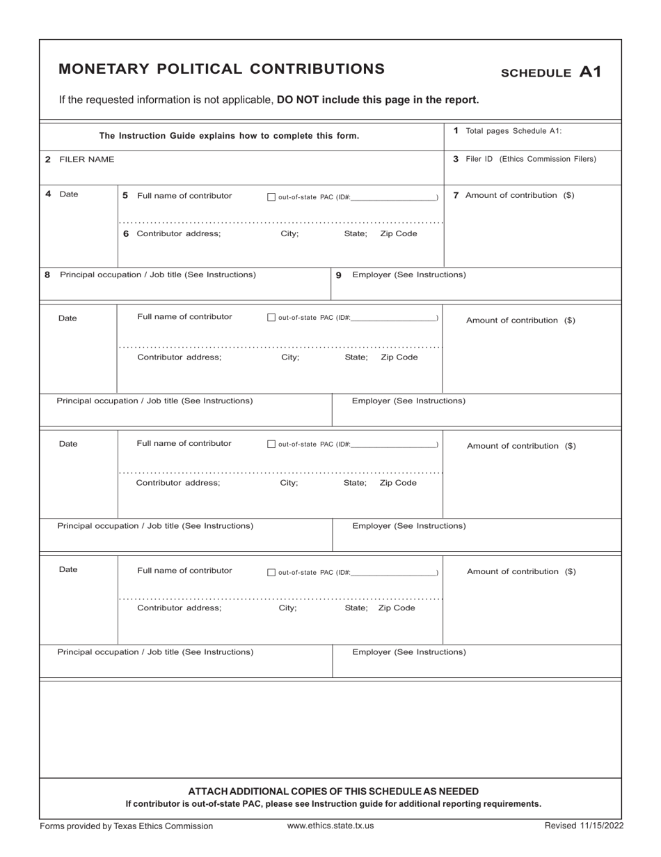 Form C / OH Candidate / Officeholder Campaign Finance Report - Texas, Page 4