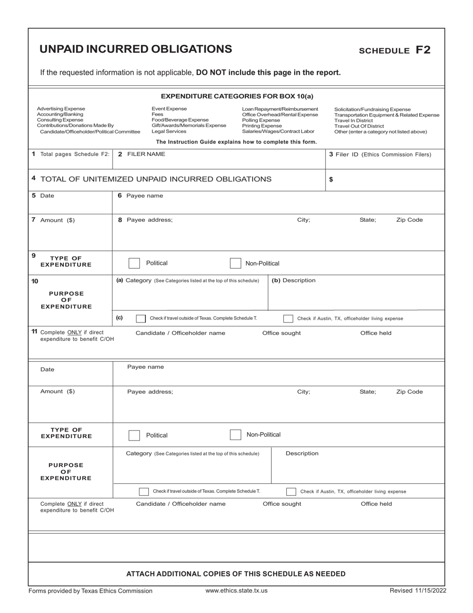 Form C / OH Candidate / Officeholder Campaign Finance Report - Texas, Page 9