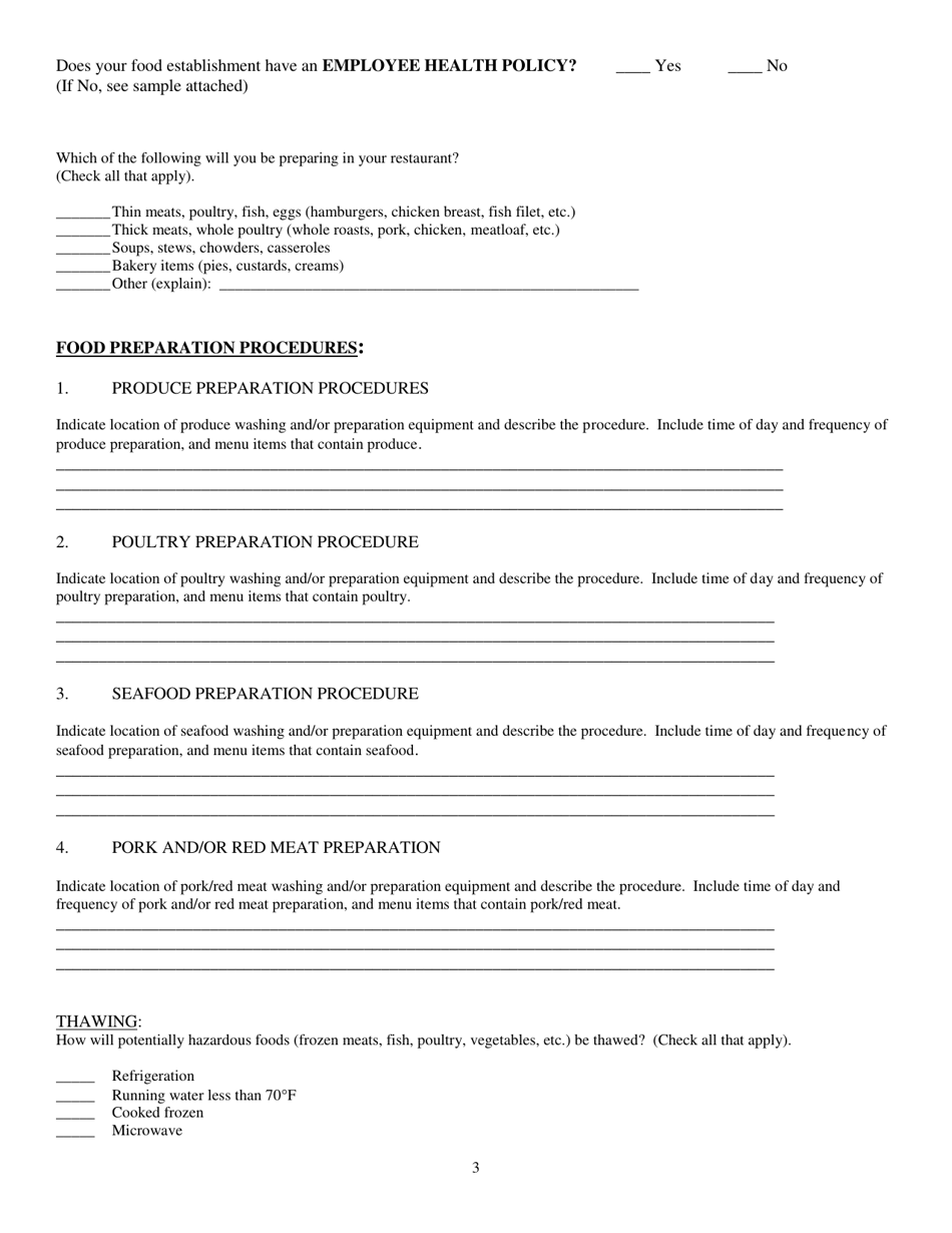 Plan Review Application for Foodservice Establishments - Stanly County, North Carolina, Page 3