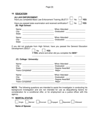 SCSO Form PA-1 Pre-application Information &amp; Personal History Statement - Stanly County, North Carolina, Page 5