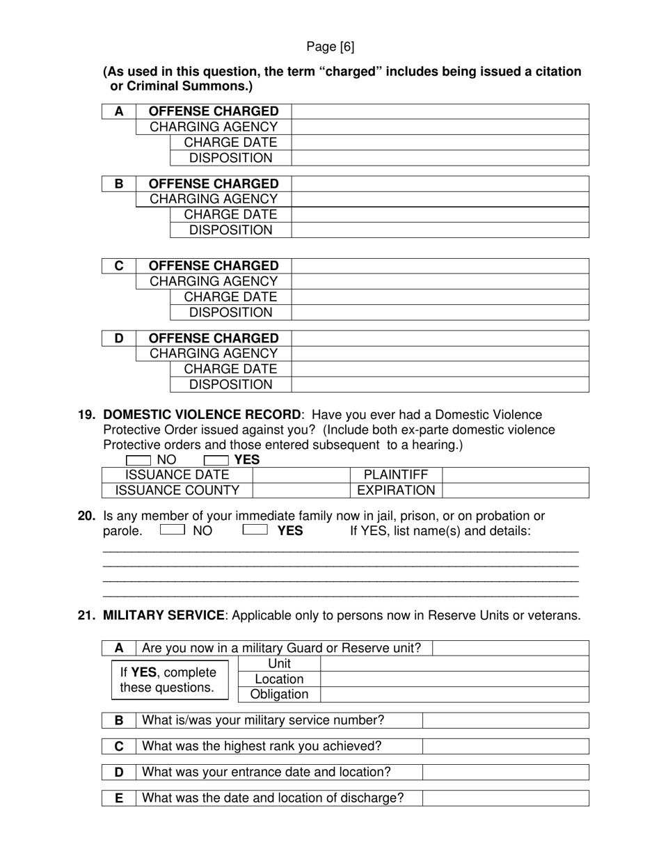 SCSO Form PA-1 Pre-application Information  Personal History Statement - Stanly County, North Carolina, Page 8