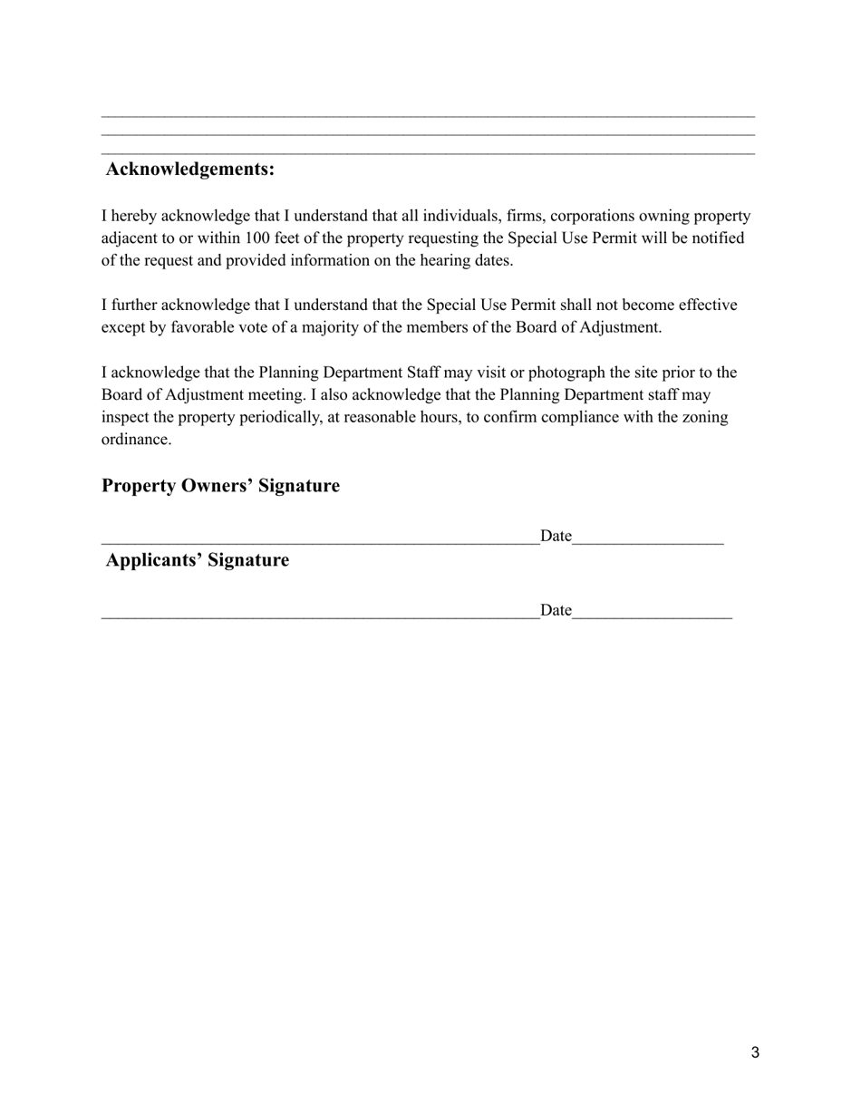 Special Use Permit Application - Stanly County, North Carolina, Page 3