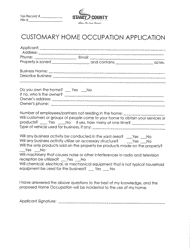Document preview: Customary Home Occupation Application - Stanly County, North Carolina