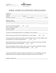 Document preview: Rural Home Occupation Application - Stanly County, North Carolina
