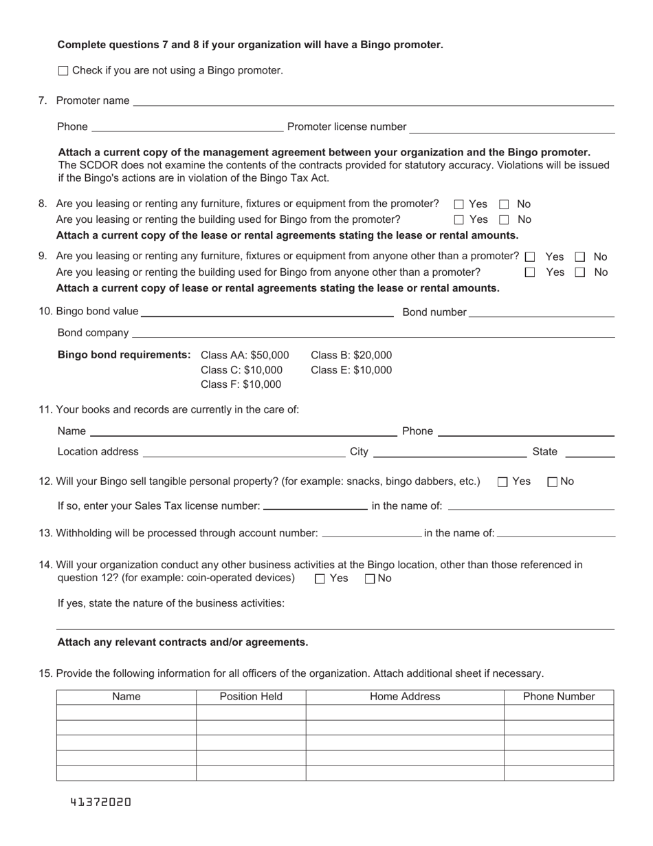 Form L-2058 Application for Bingo License Nonprofit Organization - South Carolina, Page 3
