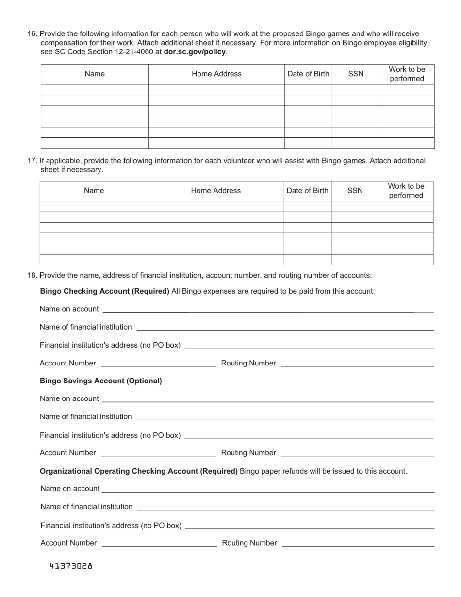 Form L-2058 Application for Bingo License Nonprofit Organization - South Carolina, Page 4