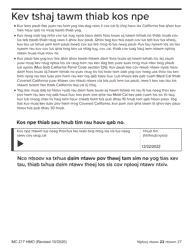 Form MC217 Medi-Cal Renewal Form - California (Hmong), Page 22