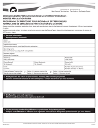Document preview: Form NWT8977 Emerging Entrepreneurs Business Mentorship Program - Mentee Application Form - Northwest Territories, Canada (English/French)