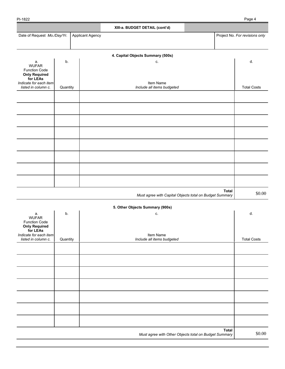 Form PI-1822 Budget Change Request - School-Based Mental Health Services Grant - Wisconsin, Page 4