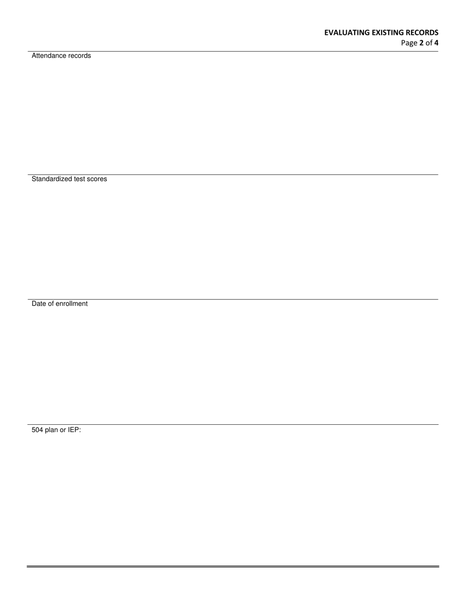 Evaluating Existing Records - Wisconsin, Page 2